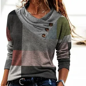 Trui met Knoopkraag en Patchwork