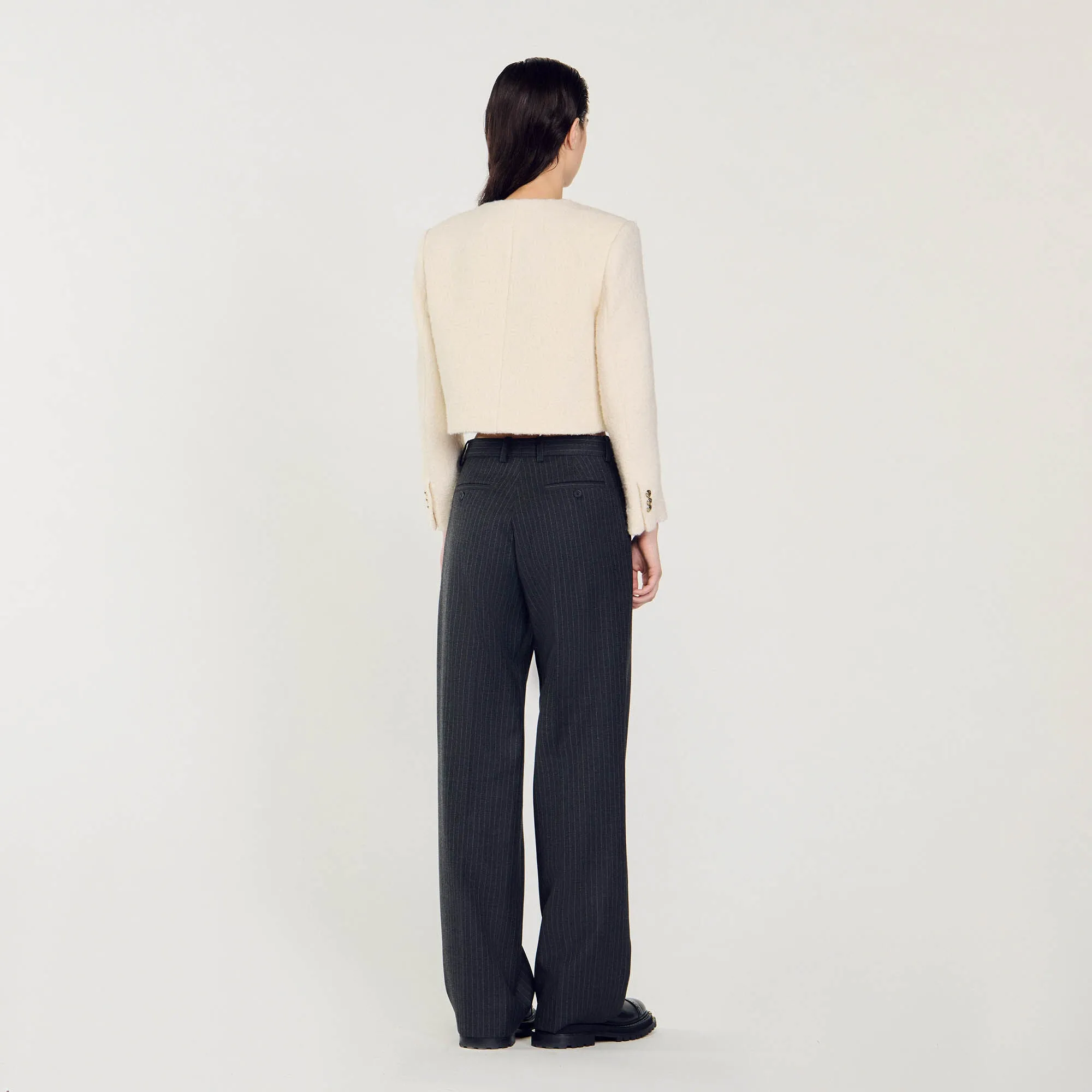 Walle Cropped Boucl Wool Jacket White