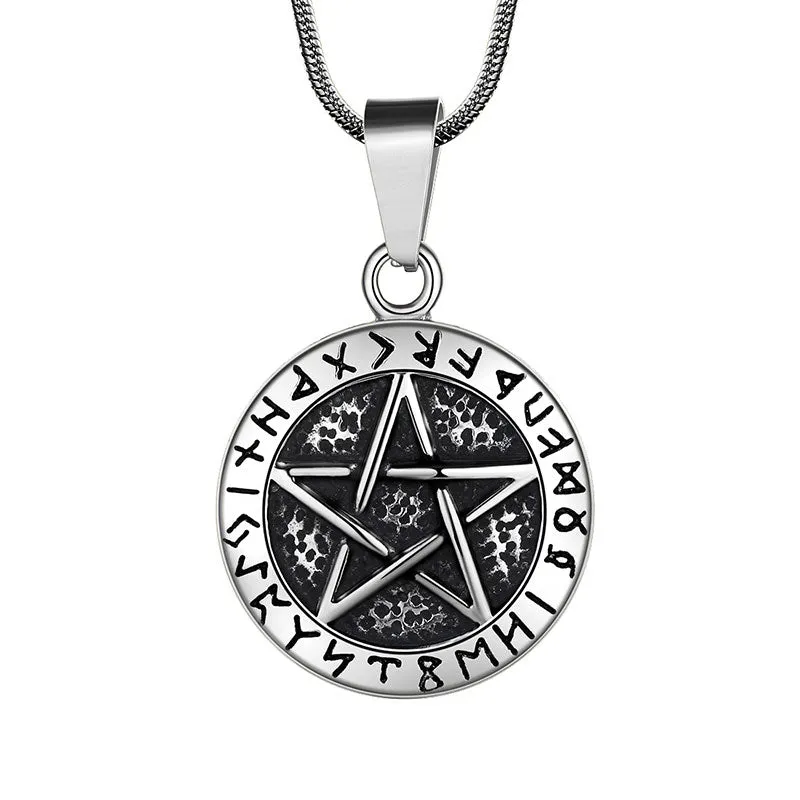 Wiccan Men's Pentagram Necklace Brisingamen Pendant Jewelry Stainless Steel