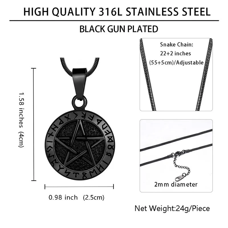 Wiccan Men's Pentagram Necklace Brisingamen Pendant Jewelry Stainless Steel