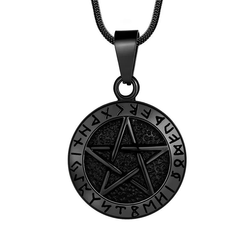 Wiccan Men's Pentagram Necklace Brisingamen Pendant Jewelry Stainless Steel