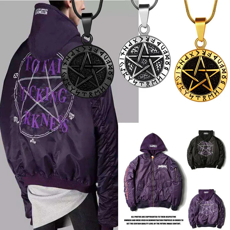 Wiccan Men's Pentagram Necklace Brisingamen Pendant Jewelry Stainless Steel