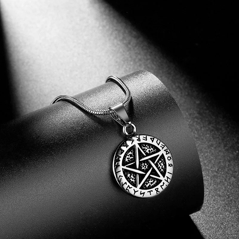 Wiccan Men's Pentagram Necklace Brisingamen Pendant Jewelry Stainless Steel