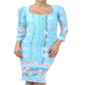 Womens Blue Floral Casual Spring Tea Dress S, M, L