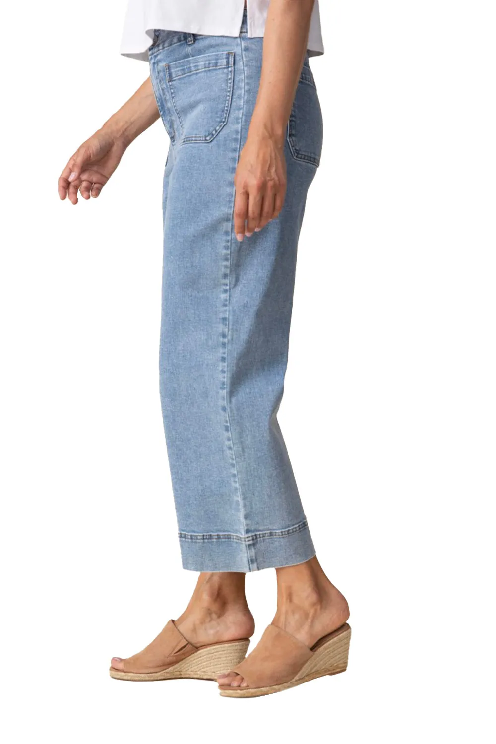 Women's Habitat Wide Leg Crop Stretch Light Denim