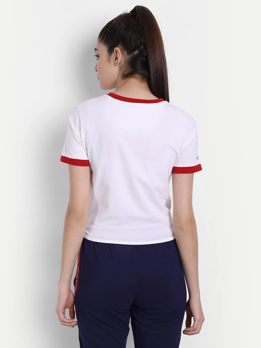 Womens Premium Cotton Stripe Half Sleeve Knotted T-Shirts